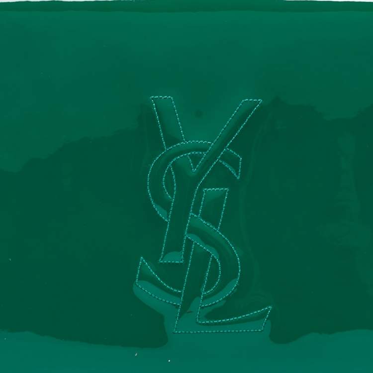 Pre Owned Yves Saint Laurent Green Patent Leather Belle De Jour Flap Clutch
