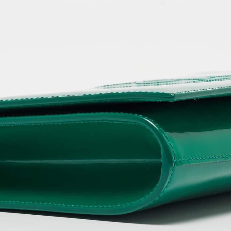 Pre Owned Yves Saint Laurent Green Patent Leather Belle De Jour Flap Clutch