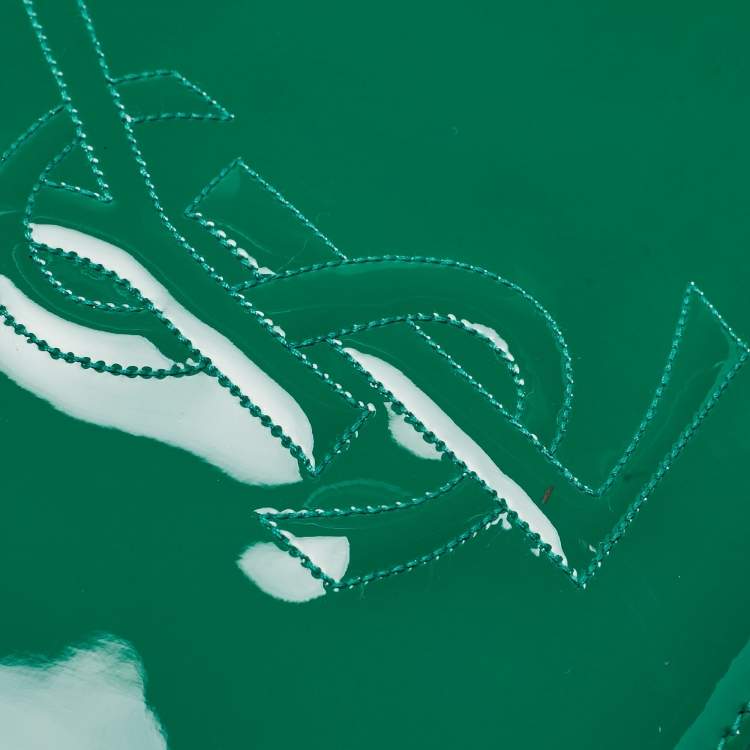 Pre Owned Yves Saint Laurent Green Patent Leather Belle De Jour Flap Clutch