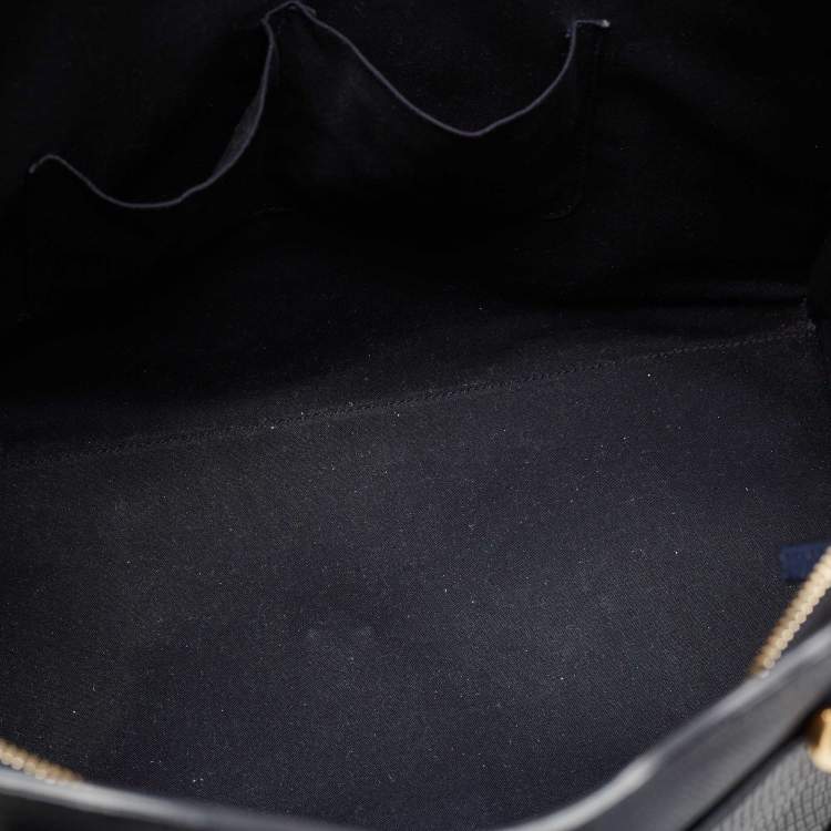 Pre Owned Yves Saint Laurent Navy Blue Lizard Embossed Leather Large Cabas Chyc Tote