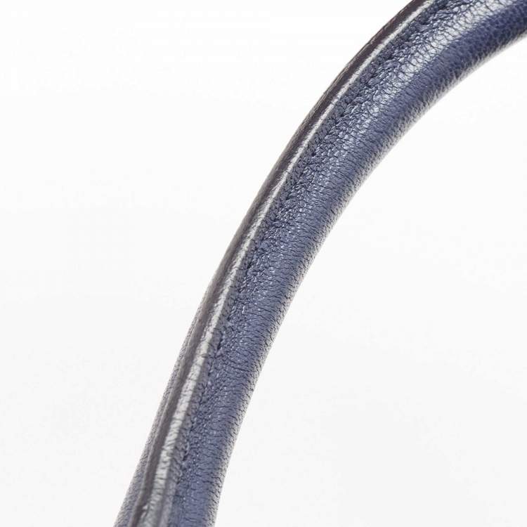 Pre Owned Yves Saint Laurent Navy Blue Lizard Embossed Leather Large Cabas Chyc Tote