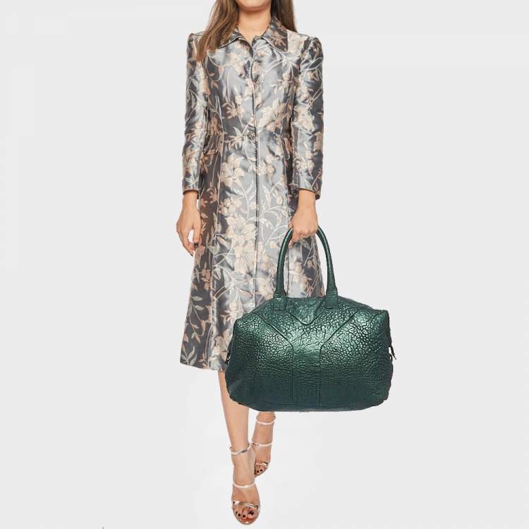 Pre Owned Yves Saint Laurent Metallic Green Leather Medium Easy Y Bag