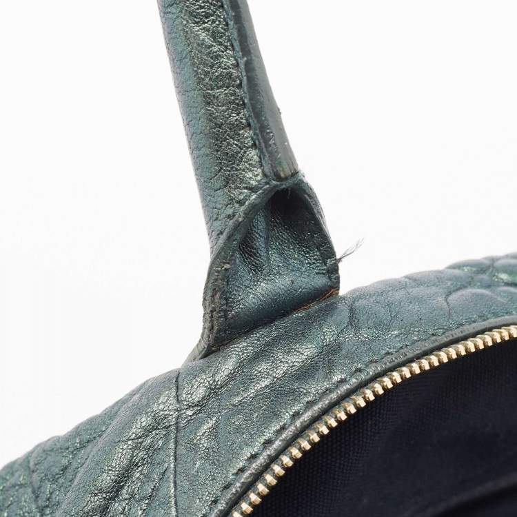 Pre Owned Yves Saint Laurent Metallic Green Leather Medium Easy Y Bag