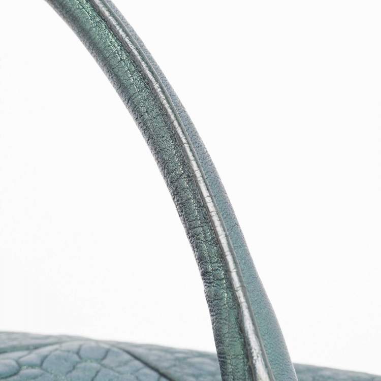 Pre Owned Yves Saint Laurent Metallic Green Leather Medium Easy Y Bag