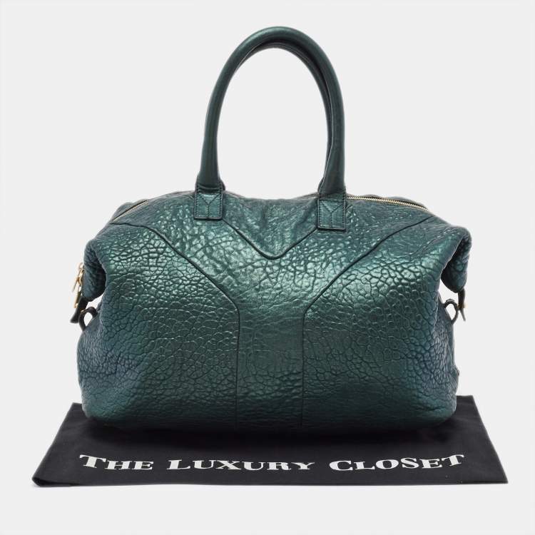 Pre Owned Yves Saint Laurent Metallic Green Leather Medium Easy Y Bag