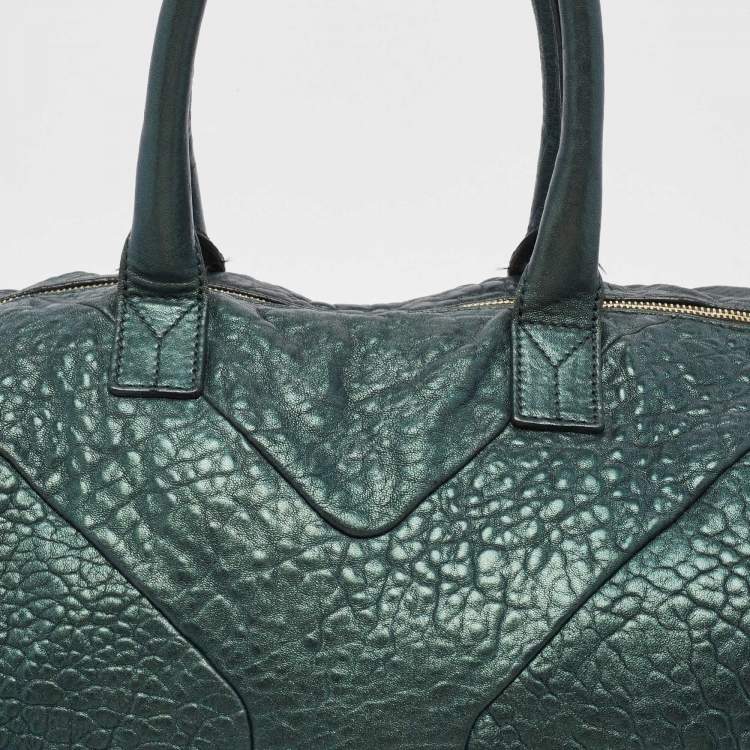 Pre Owned Yves Saint Laurent Metallic Green Leather Medium Easy Y Bag