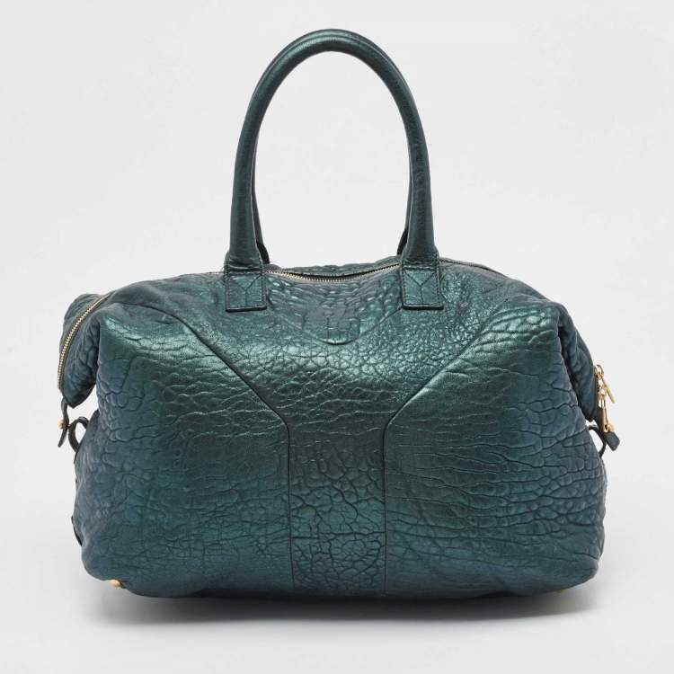 Pre Owned Yves Saint Laurent Metallic Green Leather Medium Easy Y Bag