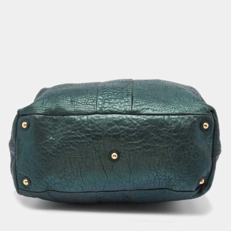 Pre Owned Yves Saint Laurent Metallic Green Leather Medium Easy Y Bag