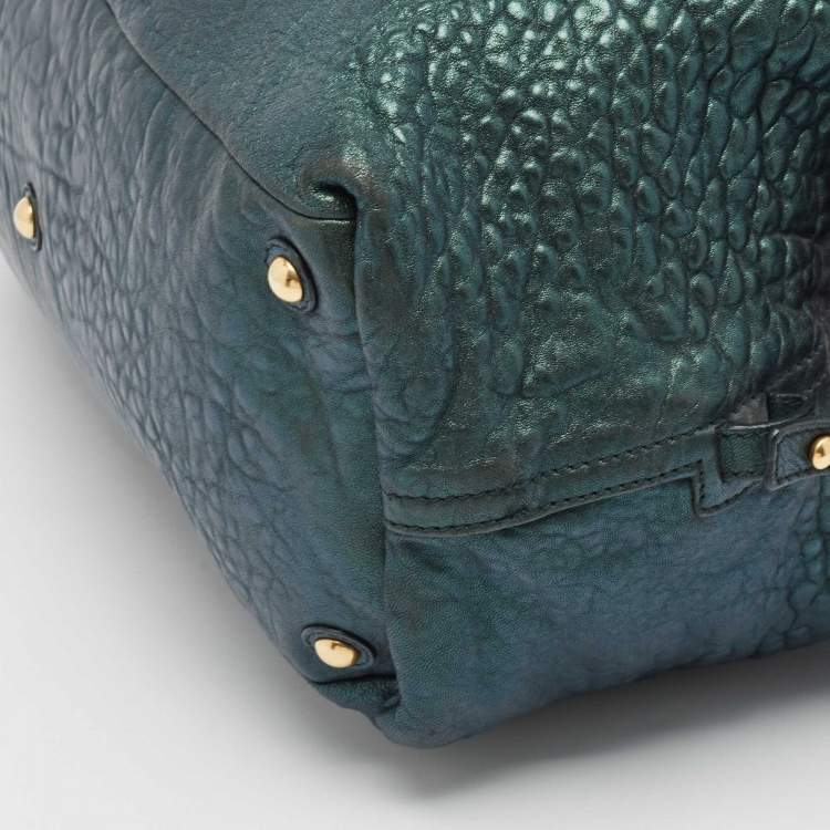 Pre Owned Yves Saint Laurent Metallic Green Leather Medium Easy Y Bag