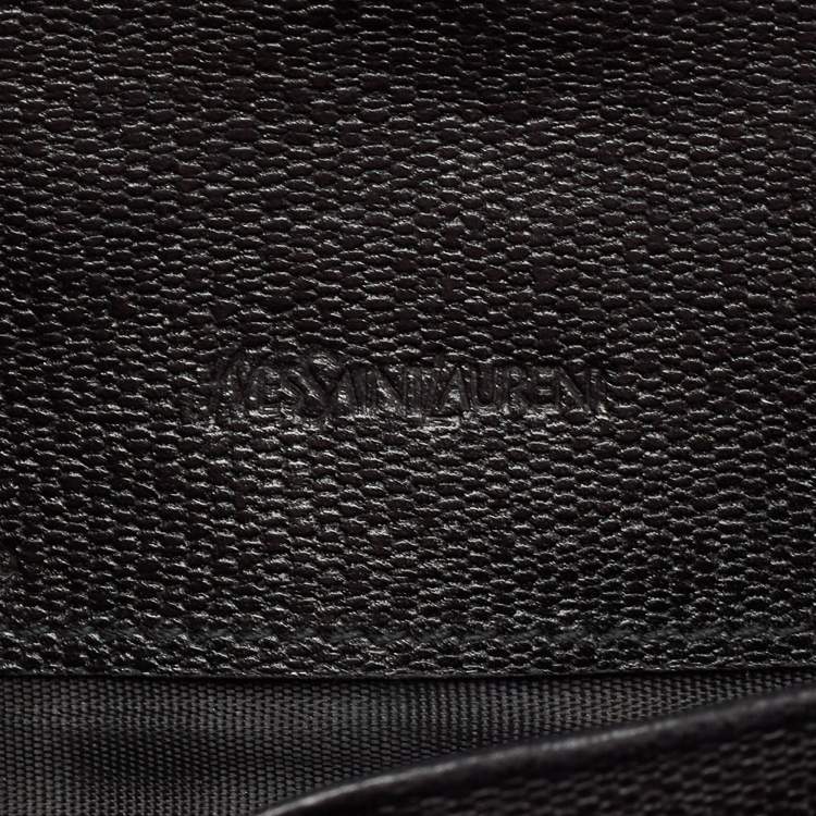 Pre Owned Yves Saint Laurent Black Leather Y Line Flap Continental Wallet