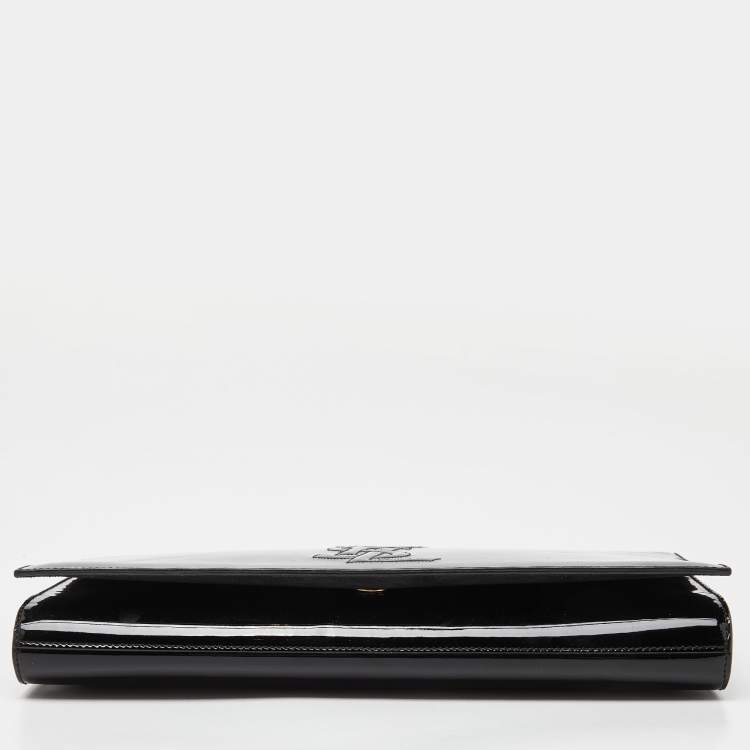 Pre Owned Yves Saint Laurent Black Patent Leather Belle De Jour Flap Clutch