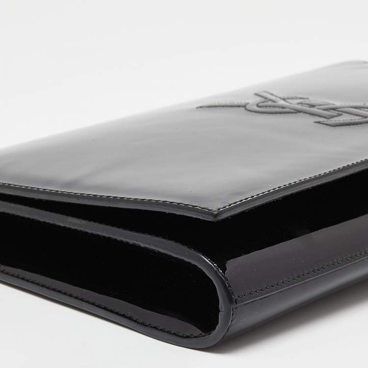 Pre Owned Yves Saint Laurent Black Patent Leather Belle De Jour Flap Clutch