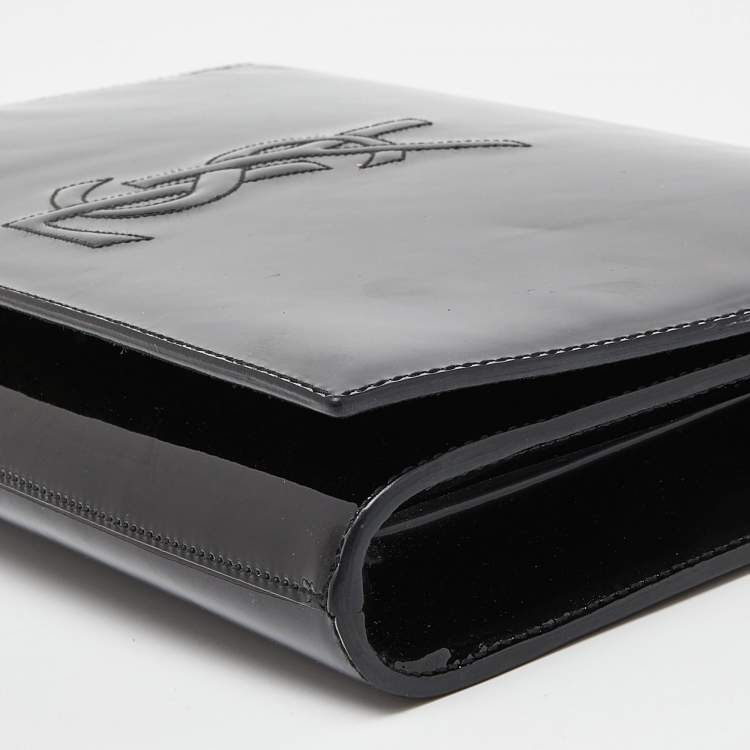Pre Owned Yves Saint Laurent Black Patent Leather Belle De Jour Flap Clutch