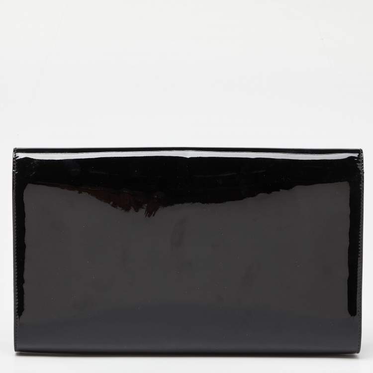 Pre Owned Yves Saint Laurent Black Patent Leather Belle De Jour Flap Clutch