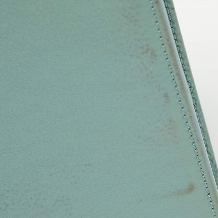 Pre Owned Yves Saint Laurent Light Blue Patent Leather Belle De Jour Flap Clutch