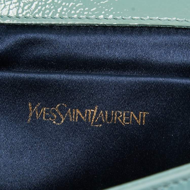 Pre Owned Yves Saint Laurent Light Blue Patent Leather Belle De Jour Flap Clutch