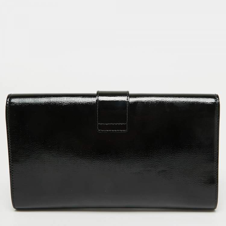 Pre Owned Yves Saint Laurent Black Patent Leather Y Ligne Clutch