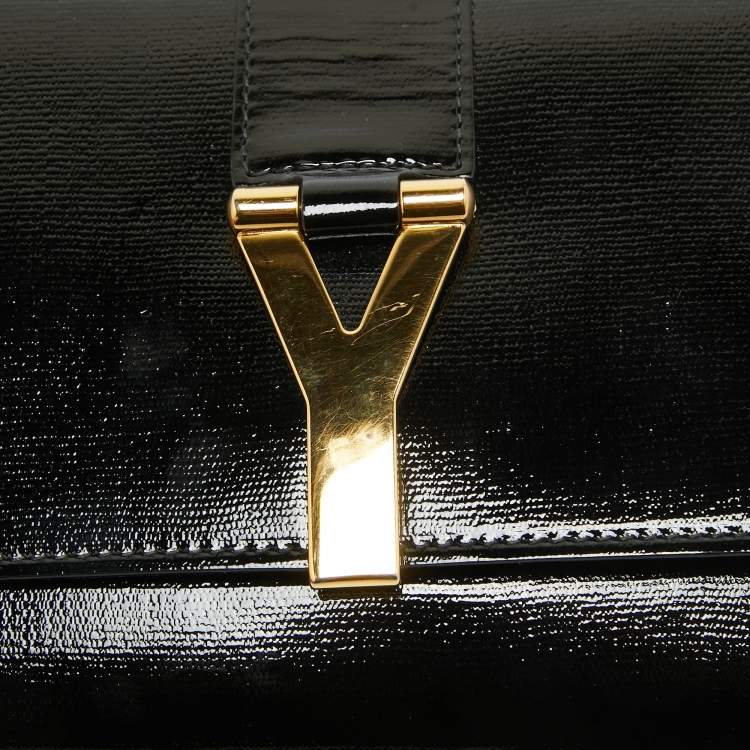 Pre Owned Yves Saint Laurent Black Patent Leather Y Ligne Clutch