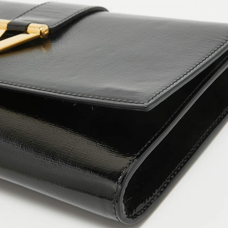 Pre Owned Yves Saint Laurent Black Patent Leather Y Ligne Clutch
