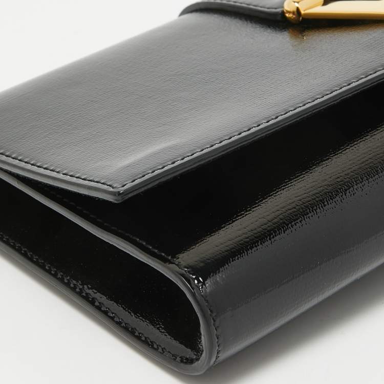 Pre Owned Yves Saint Laurent Black Patent Leather Y Ligne Clutch