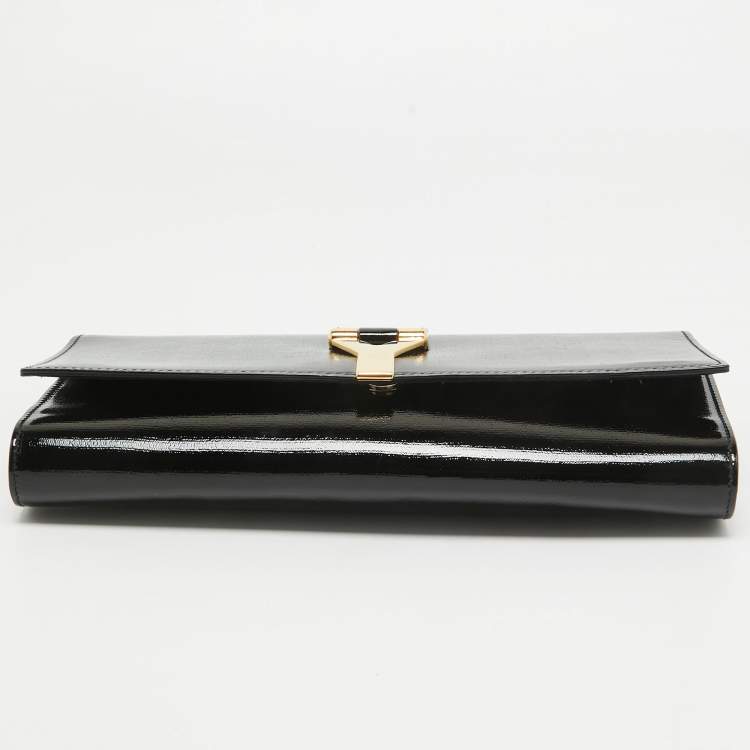 Pre Owned Yves Saint Laurent Black Patent Leather Y Ligne Clutch