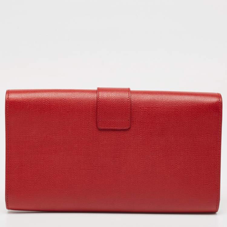 Pre Owned Yves Saint Laurent Red Leather Y-Ligne Clutch