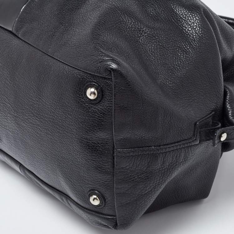 Pre Owned Yves Saint Laurent Black Leather and Patent Medium Easy Y Bag