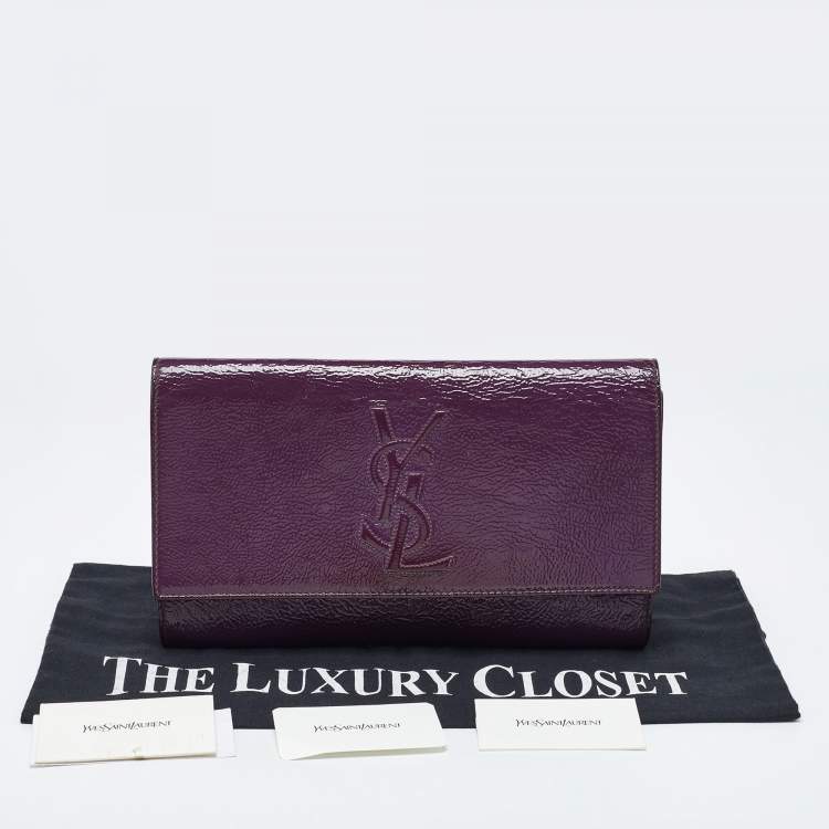 Pre Owned Yves Saint Laurent Purple Patent Leather Belle De Jour Flap Clutch