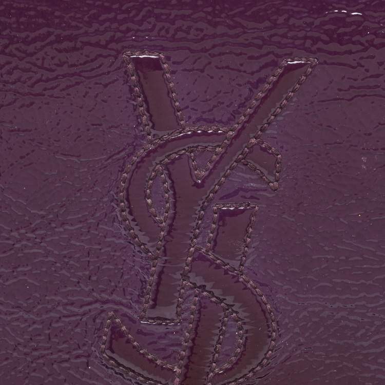 Pre Owned Yves Saint Laurent Purple Patent Leather Belle De Jour Flap Clutch