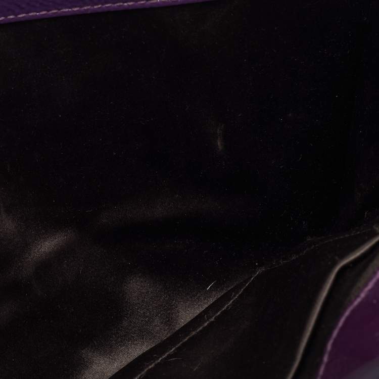 Pre Owned Yves Saint Laurent Purple Patent Leather Belle De Jour Flap Clutch