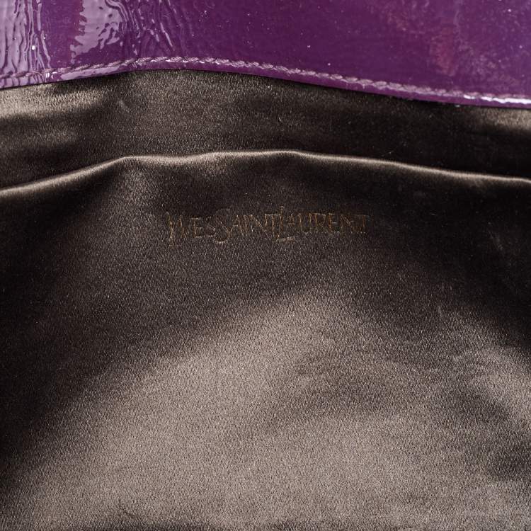 Pre Owned Yves Saint Laurent Purple Patent Leather Belle De Jour Flap Clutch