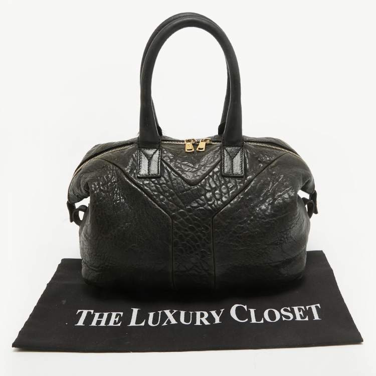Pre Owned Yves Saint Laurent Black Leather Easy Y Boston Bag