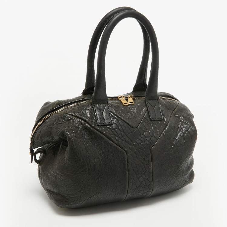Pre Owned Yves Saint Laurent Black Leather Easy Y Boston Bag