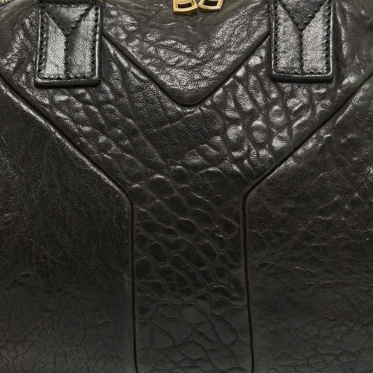 Pre Owned Yves Saint Laurent Black Leather Easy Y Boston Bag