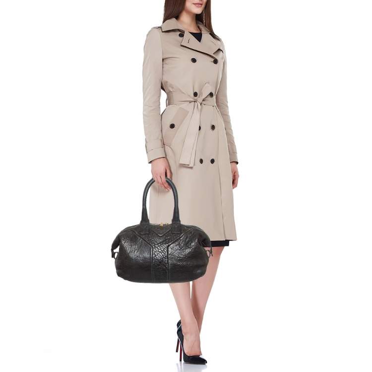 Pre Owned Yves Saint Laurent Black Leather Easy Y Boston Bag