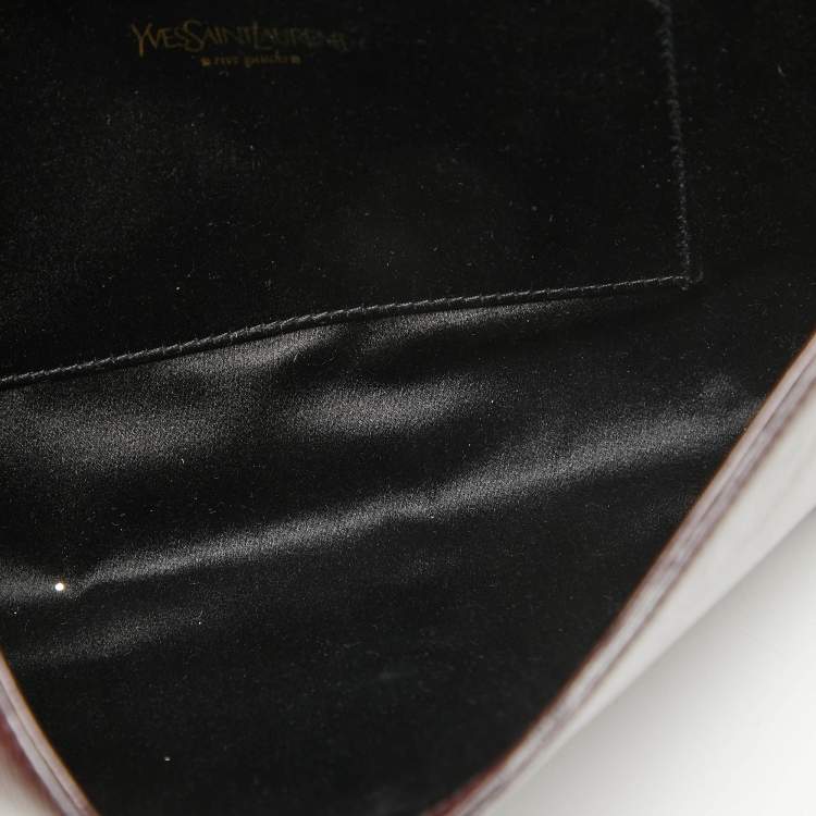 Pre Owned Yves Saint Laurent Dark Brown Patent Leather Belle De Jour Flap Clutch