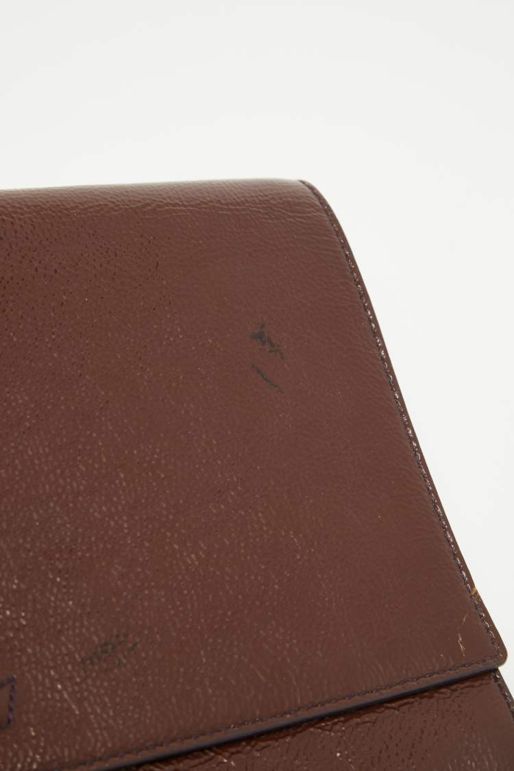 Pre Owned Yves Saint Laurent Dark Brown Patent Leather Belle De Jour Flap Clutch
