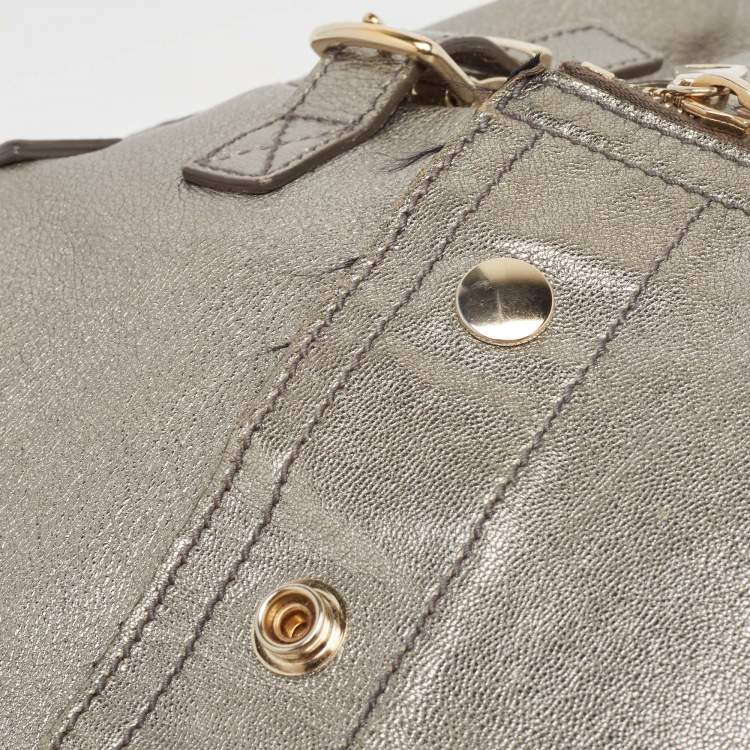Pre Owned Yves Saint Laurent Metallic Leather Large Downtown Tote
