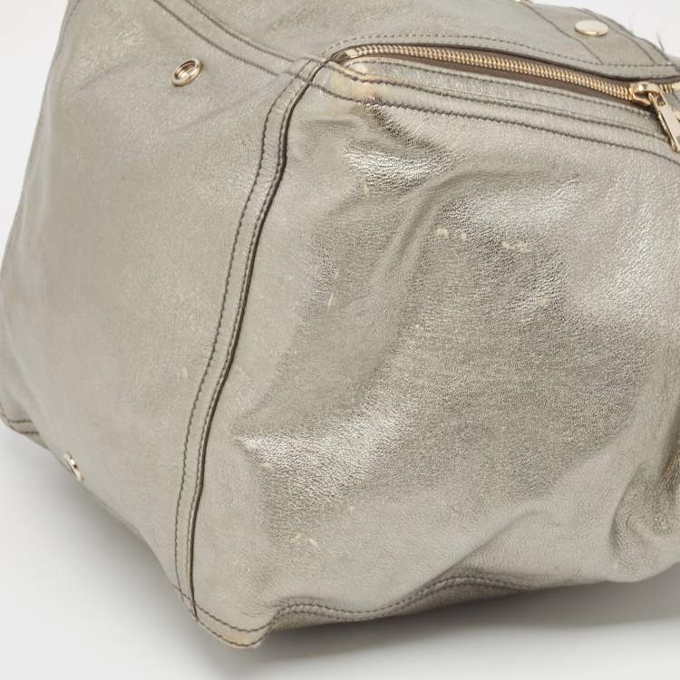 Pre Owned Yves Saint Laurent Metallic Leather Large Downtown Tote