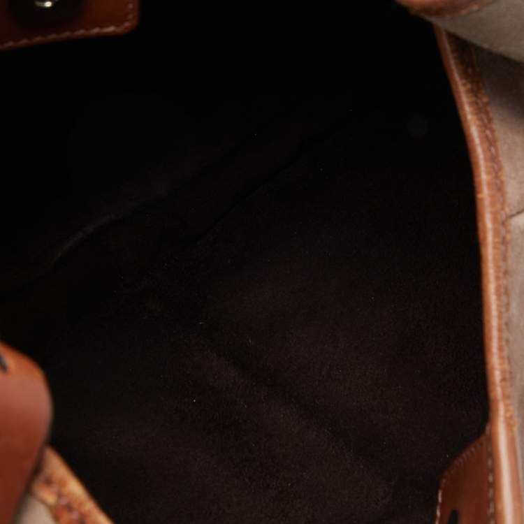 Pre Owned Yves Saint Laurent Old Rose/Brown Suede and Leather Mombasa Horn Hobo