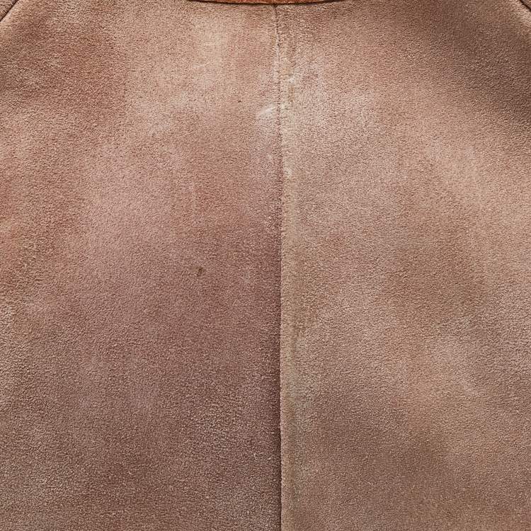 Pre Owned Yves Saint Laurent Old Rose/Brown Suede and Leather Mombasa Horn Hobo