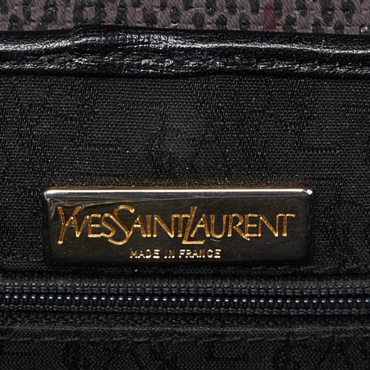 مملوكة مسبقًا Yves Saint Laurent Black/Purple Coated Canvas and Leather Vintage Flap Crossbody Bag