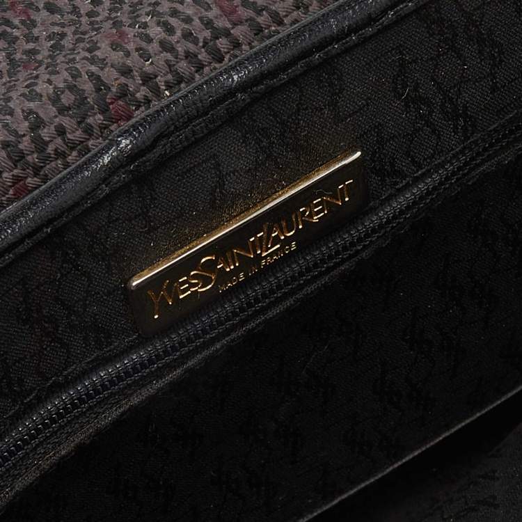 مملوكة مسبقًا Yves Saint Laurent Black/Purple Coated Canvas and Leather Vintage Flap Crossbody Bag