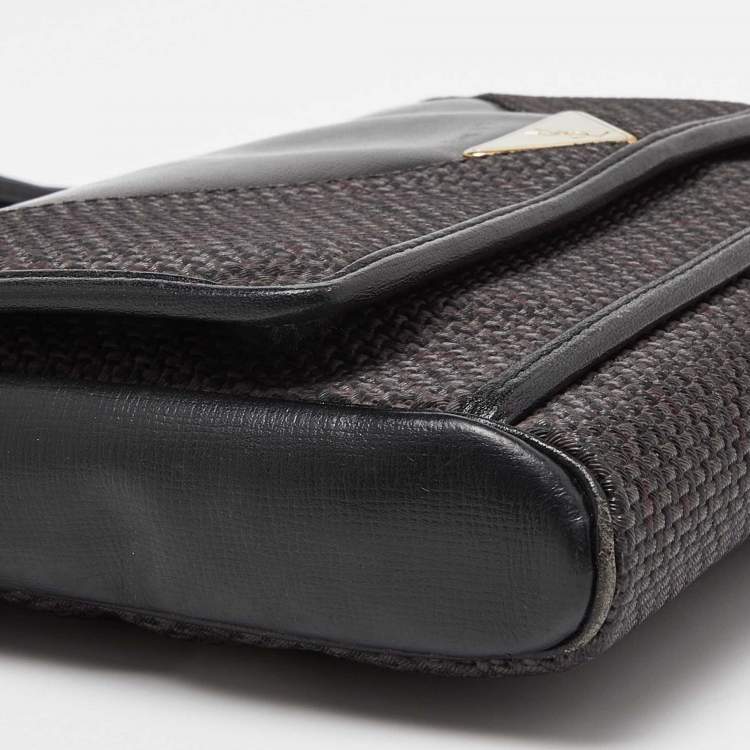 مملوكة مسبقًا Yves Saint Laurent Black/Purple Coated Canvas and Leather Vintage Flap Crossbody Bag