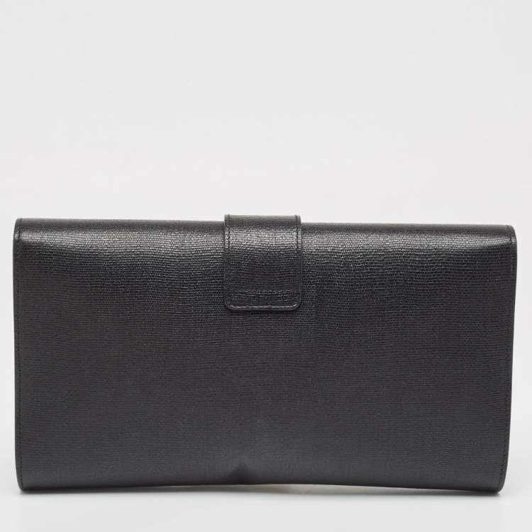 Pre Owned Yves Saint Laurent Black Leather Y-Ligne Clutch