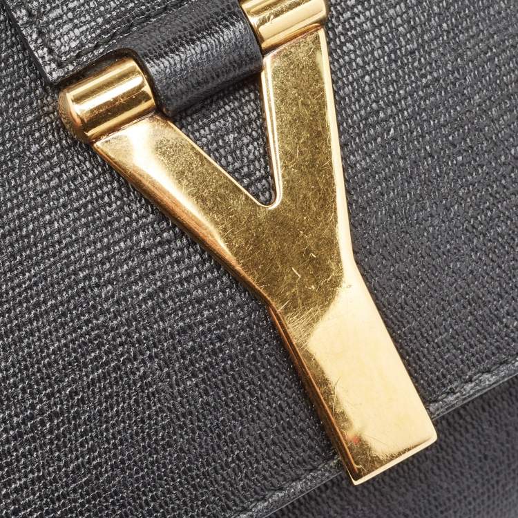 Pre Owned Yves Saint Laurent Black Leather Y-Ligne Clutch