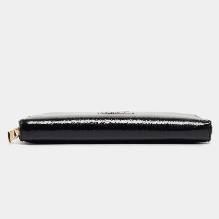 Pre Owned Yves Saint Laurent Black Patent Leather Belle De Jour Zip Around Wallet