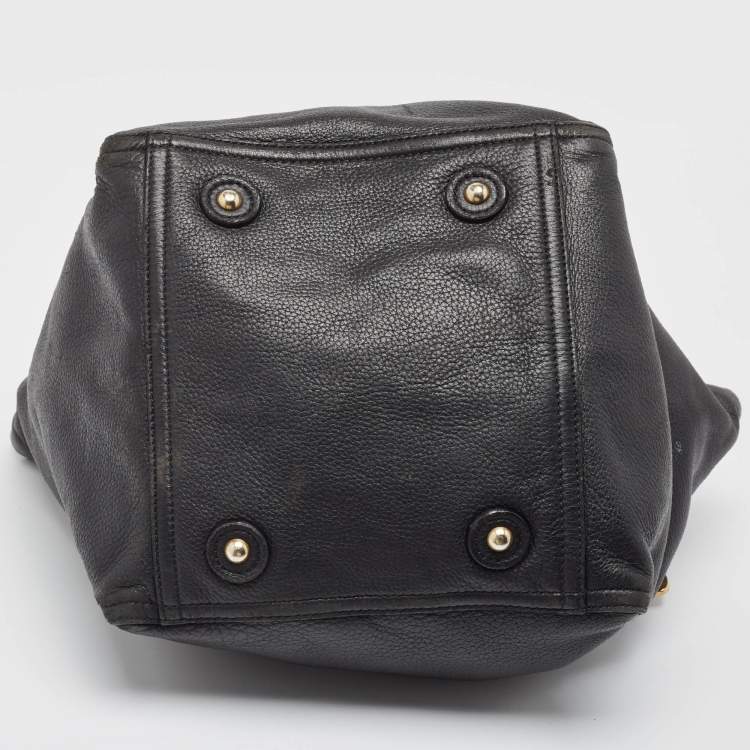 Pre Owned Yves Saint Laurent Black Leather Large Downtown Tote