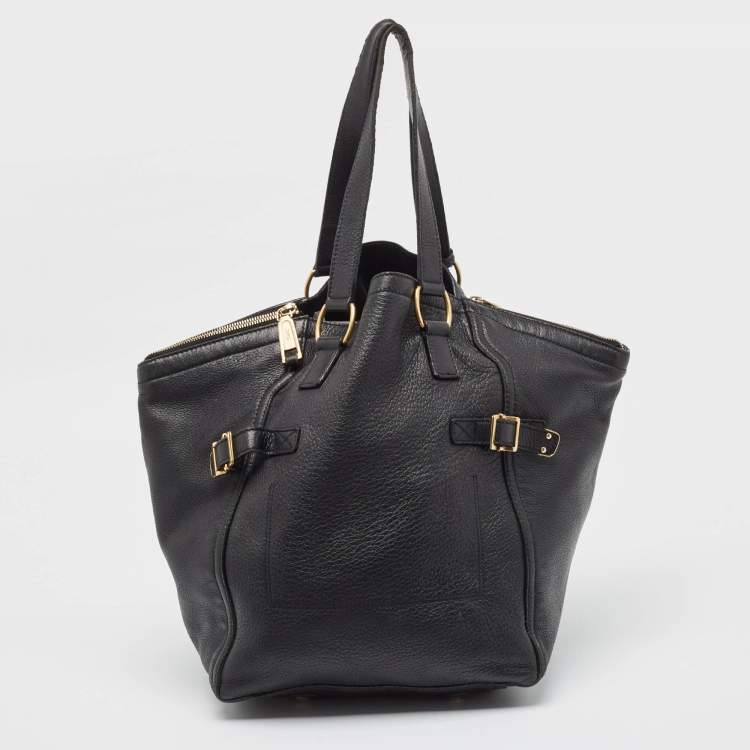 Pre Owned Yves Saint Laurent Black Leather Large Downtown Tote