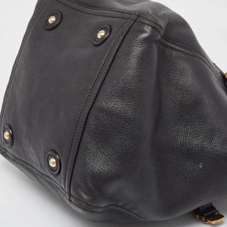 Pre Owned Yves Saint Laurent Black Leather Large Downtown Tote